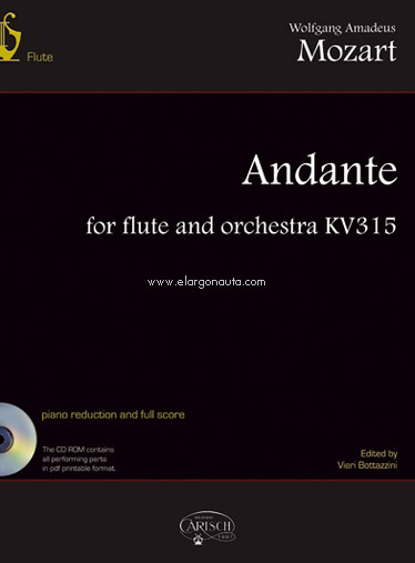 Andante for flute and orchestra, KV315, piano reduction and full score