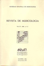 Revista de Musicología, vol. IV, 1981, nº 2