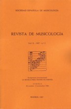 Revista de Musicología, vol. X, 1987, nº 2: Symposium Internacional "La música para teatro en España", Cuenca, 1986