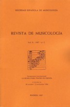 Revista de Musicología, vol. X, 1987, nº 2: Symposium Internacional "La música para teatro en España", Cuenca, 1986. 26240