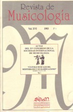 Revista de Musicología, vol. XVI, 1993, nº 3: Actas del XV Congreso de la Sociedad Internacional de Musicología, Madrid, 1992, "Culturas musicales del Mediterráneo", 3. 26255