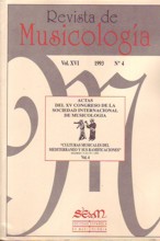 Revista de Musicología, vol. XVI, 1993, nº 4: Actas del XV Congreso de la Sociedad Internacional de Musicología, Madrid, 1992, "Culturas musicales del Mediterráneo", 4. 26256