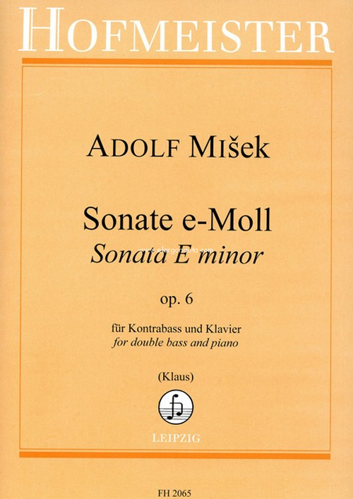 Sonata in E minor, No. 2, Op. 6, for Double Bass and Piano. 9790203420651