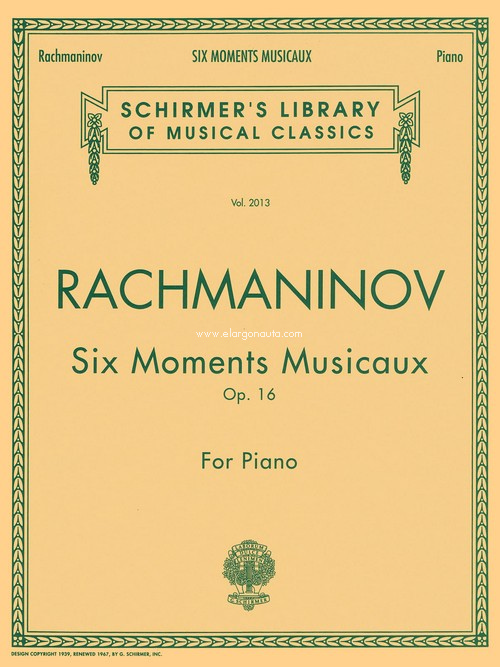 Six Moments Musicaux, op. 16, for Piano. 9780793543649