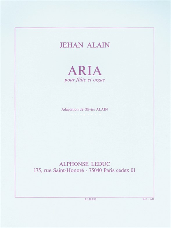 Aria, Flute and Organ. 9790046288302