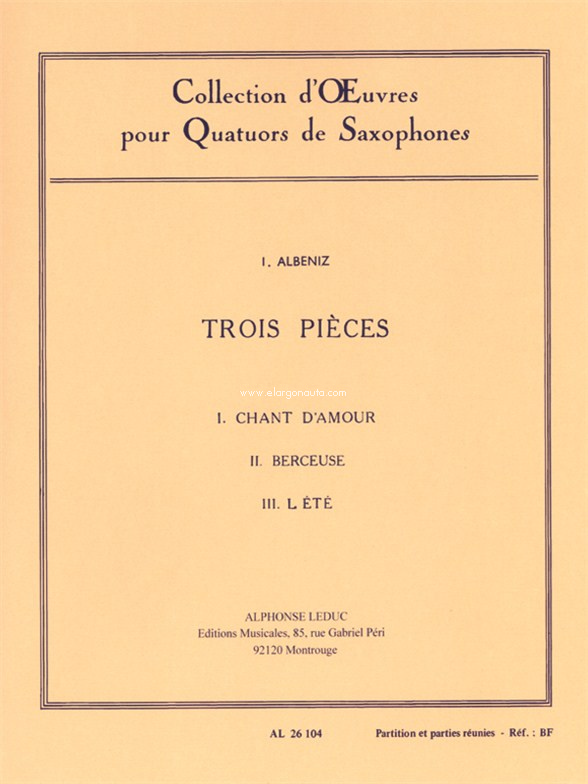 3 Pieces, Saxophone Ensemble. 9790046261046