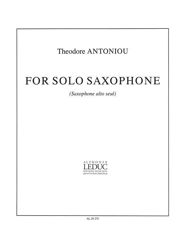 For Solo Saxophone, Saxophone E-Flat