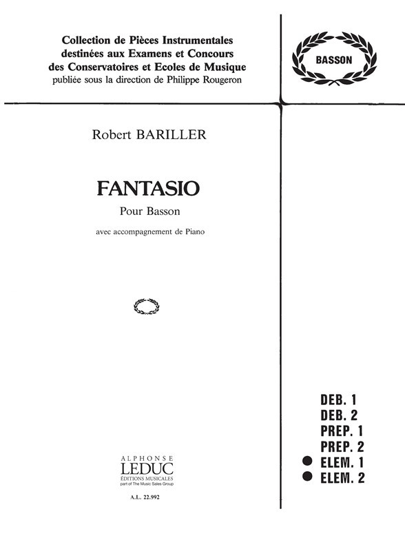 Fantasio: Basson Et Piano-Collection Rougeron, Bassoon and Piano. 9790046229923 Fantasio: Basson Et Piano-Collection Rougeron, Bassoon and Piano. 9790046229923