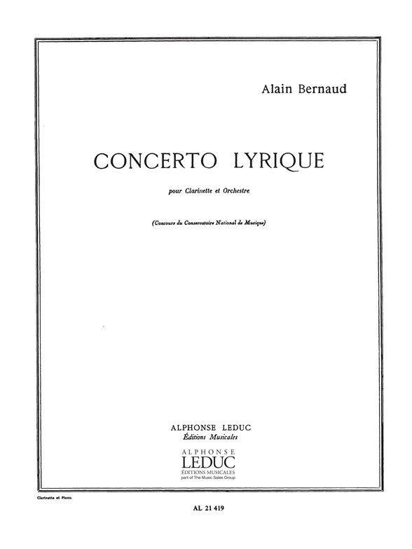 Concerto lyrique, pour clarinette et orchestre, piano reduction. 9790046214191