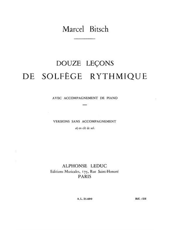 12 Leçons Solfege Rythmique, Cle de Sol, A