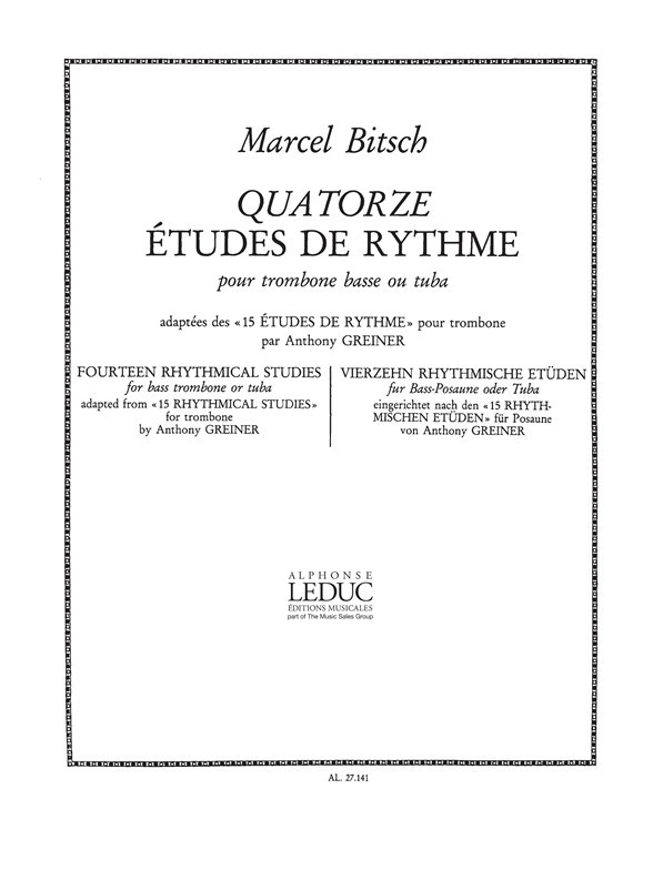 14 Etudes De Rythme, Trombone or Tuba