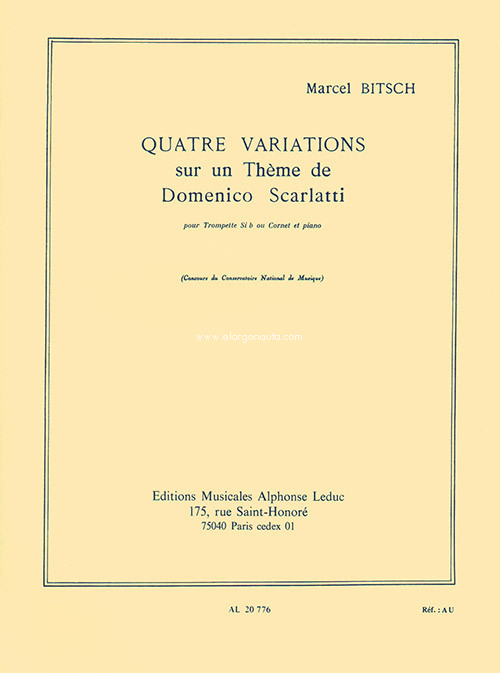 4 Variations Sur Un Theme De D Scarlatti, Trumpet and Piano. 9790046207761