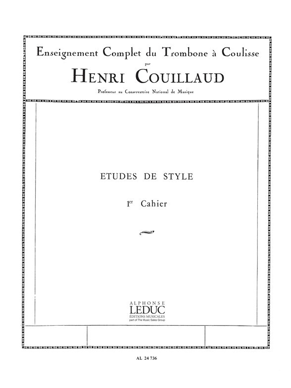 Études de Style d'après Bordogni Vol. 1: Enseignement Complet du Trombone à Coulisse par Henri Couillaud. 9790046247361