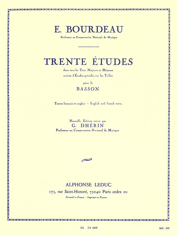 Trente études dans tous les tons majeurs et mineurs suivies d'études spéciales sur les trilles pour le basson