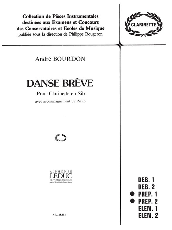 Danse Breve: Clarinette Et Piano - Collection Rougeron, Clarinet and Piano. 9790046281525