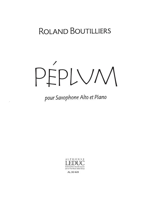 Péplum, Saxophone E-Flat and Piano. 9790046304286