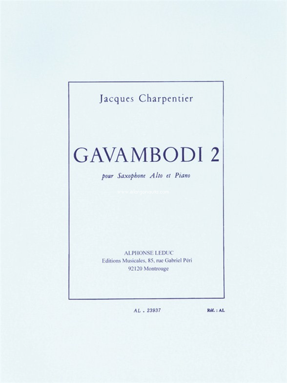 Gavambodi 2, pour saxophone alto et piano