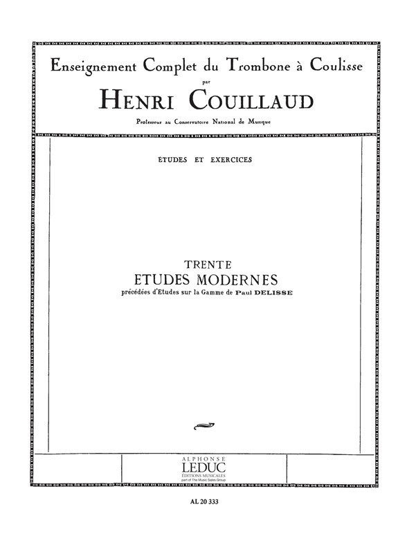 Trente études modernes, précédées d'Etudes sur la gamme, de Paul Deliss, pour trombone à coulisse. 9790046203336