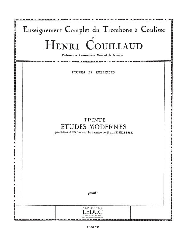 Trente études modernes, précédées d'Etudes sur la gamme, de Paul Deliss, pour trombone à coulisse