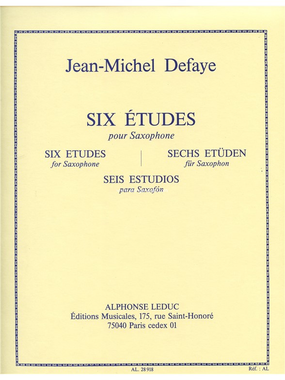 Six Etudes, Saxophone. 9790046289187