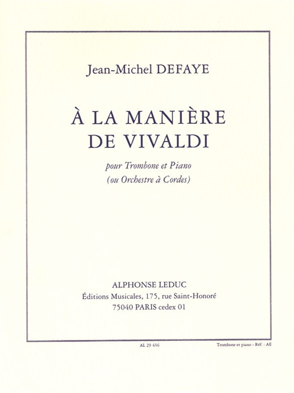 A La Maniere De Vivaldi, Trombone and Piano