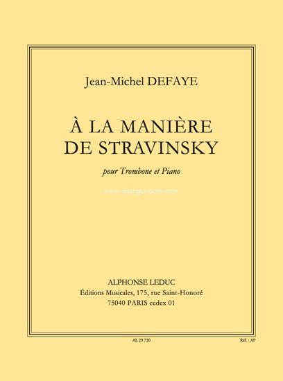 A La Maniere De Stravinsky, Trombone and Piano