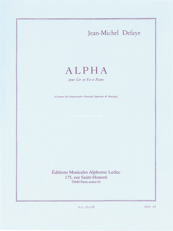 Alpha: Cor En Fa Et Piano, Horn and Piano