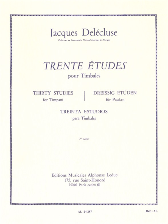 30 Etudes Cahier 1 pour Timbales