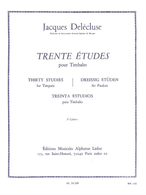 30 Etudes Cahier 3 pour Timbales