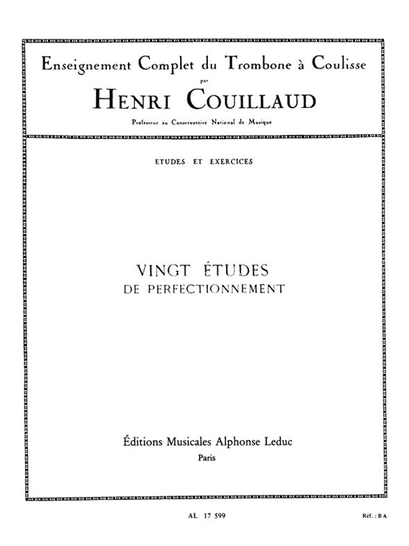 Vingt études de perfectionnement, pour trombone à coulisse. 9790046175992