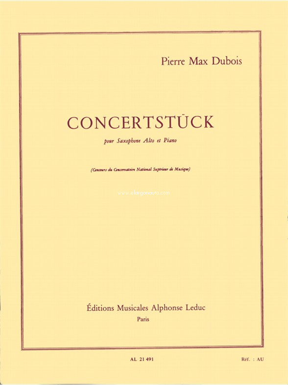 Concertstück, pour saxophone alto et piano. 9790046214912