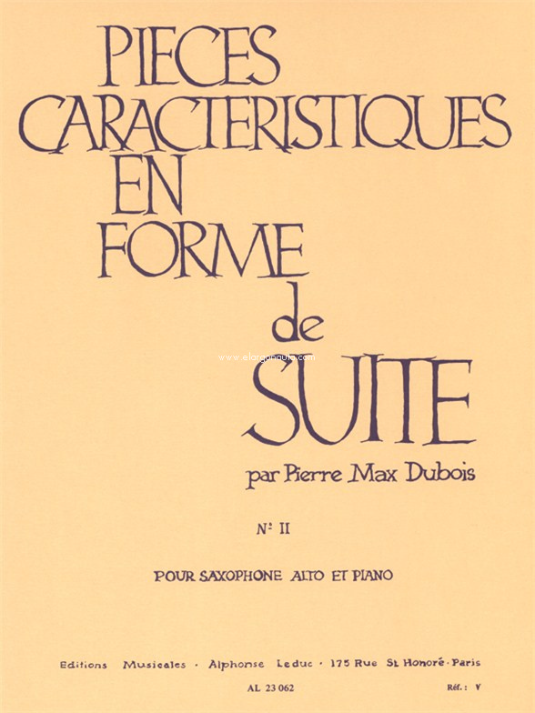 Pièces Caractéristiques En Forme De Suite Op.77: To the Russian Woman, for Alto Saxophone and Piano. 9790046230622