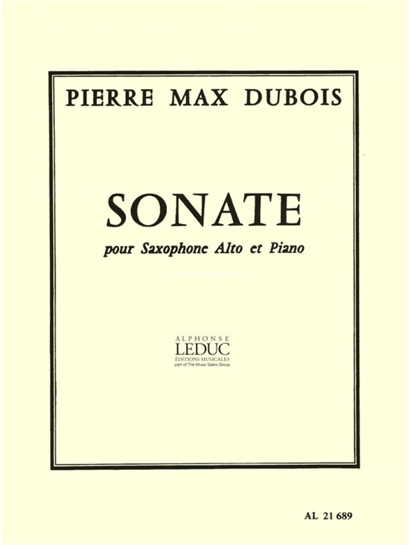 Sonata For Alto Saxophone And Piano, Saxophone E-Flat and Piano