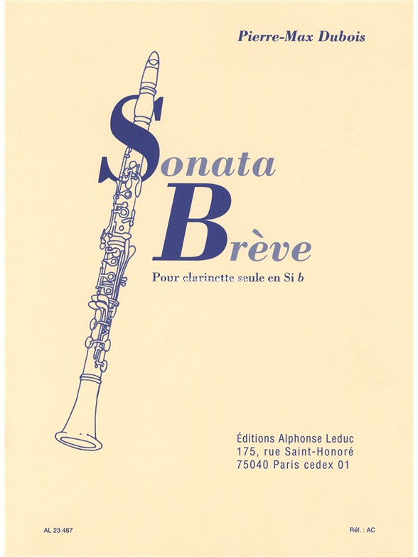 Sonata Brève, pour clarinette seule en Si b. 9790046234873