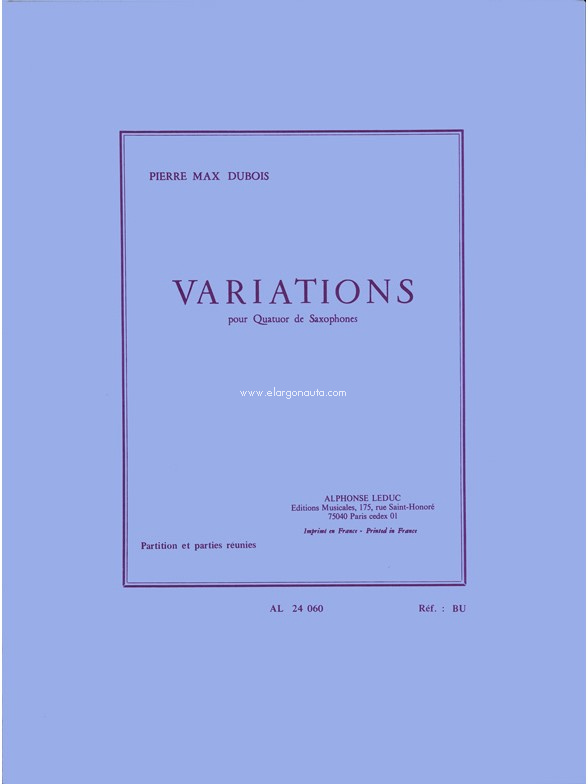 Variations, Saxophone Quartet