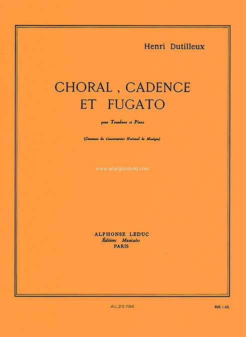 Choral, cadence et fugato, para trombone et piano