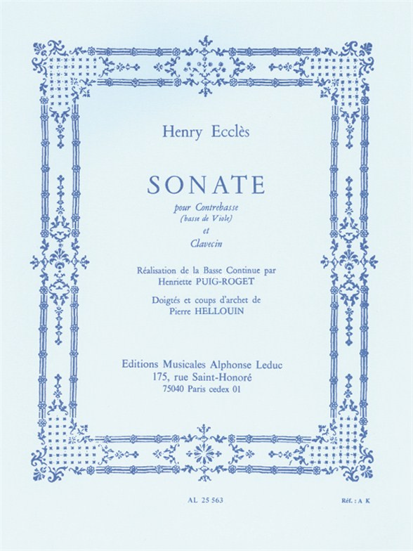 Sonate (Double Bass/Harpsichord), Double Bass and Harpsichord Accompaniment