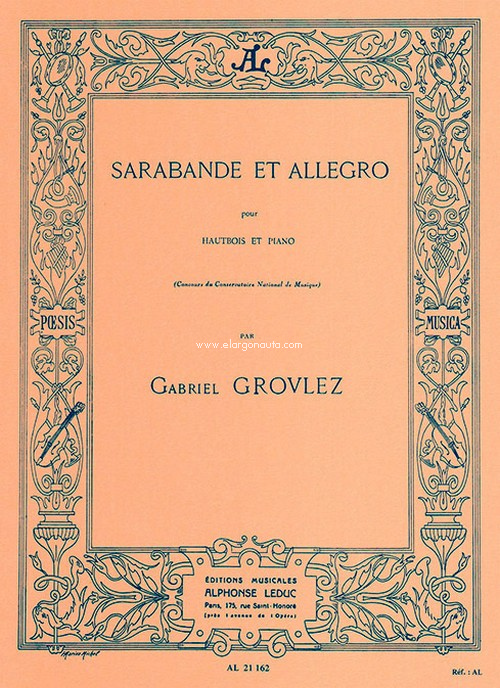 Sarabande et Allegro, pour hautbois et piano. 9790046211621