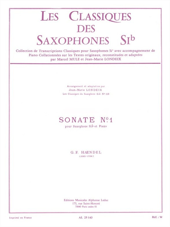 Sonate nº 1, pour saxophone Si b et piano. 9790046251436