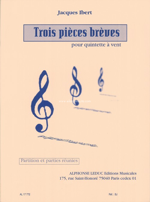 Trois pièces brèves, pour quintette à vent (partition et parties réunies). 9790046177729