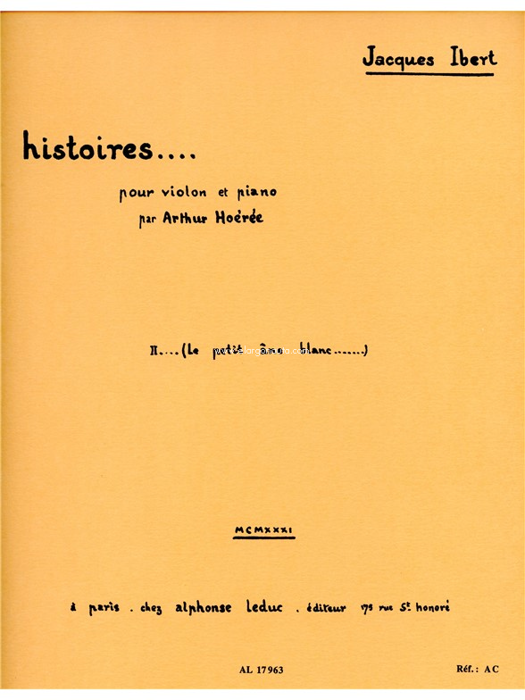 Le Petit Ane Blanc, Violin and Piano