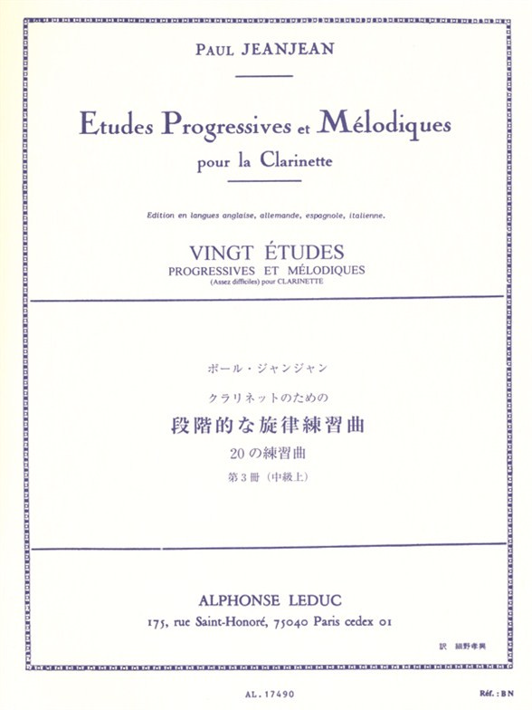 20 Etudes Progressives & Melodiques 3, Clarinet. 9790046174902