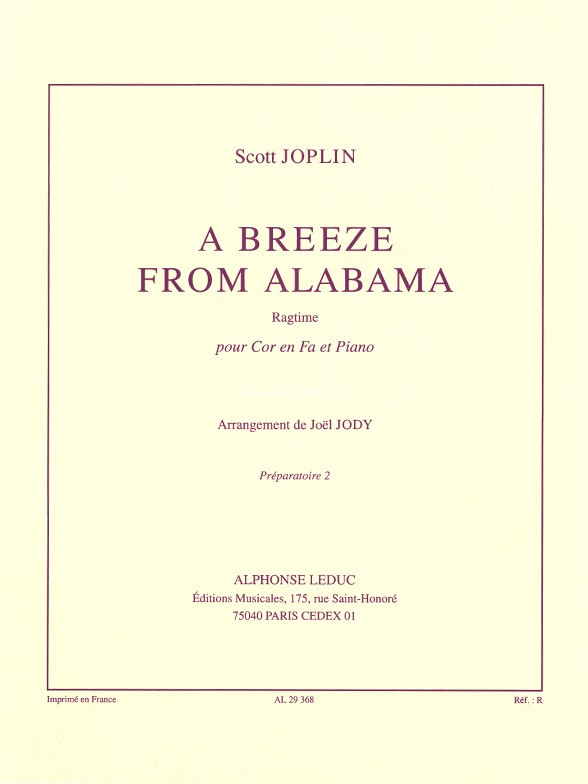 A Breeze from Alabama, Horn and Piano. 9790046293689