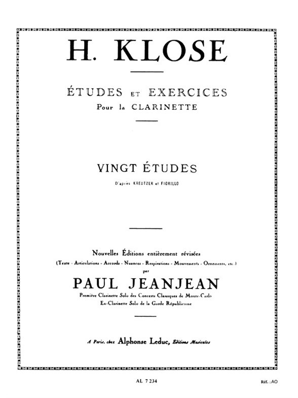 20 Etudes d'apres Kreutzer et Fiorillo, Clarinet