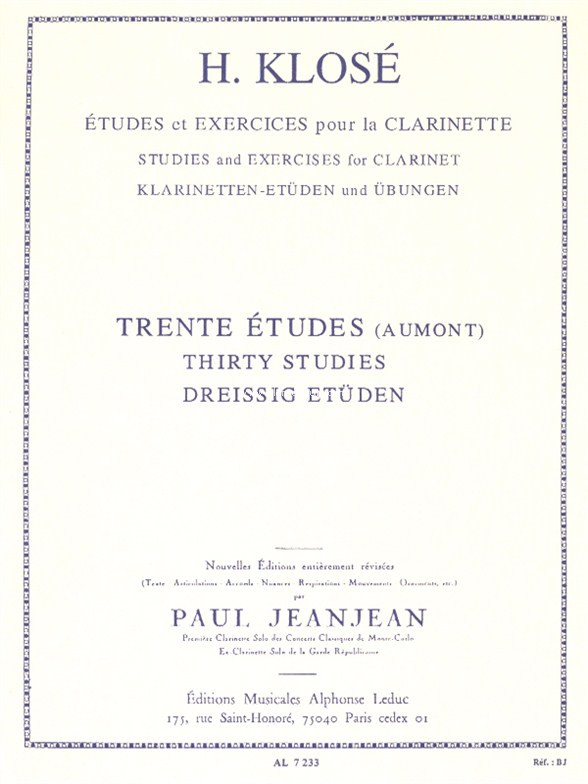 30 Etudes D'Apres Aumont, Clarinet