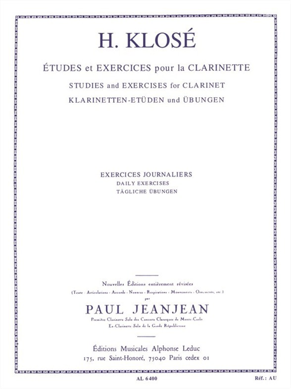 Études et exercices pour la clarinette: Exercices journaliers = Studies and Exercises for Clarinet: Daily Exercises. 9790046064005