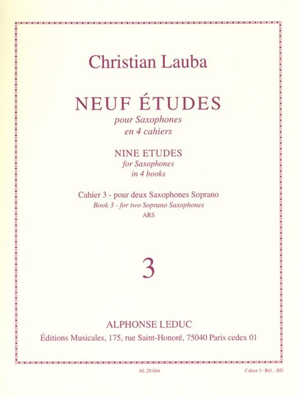 Neuf Etudes pour Saxophones, cahier 3: en 4 cahiers, 2 Soprano Saxophones