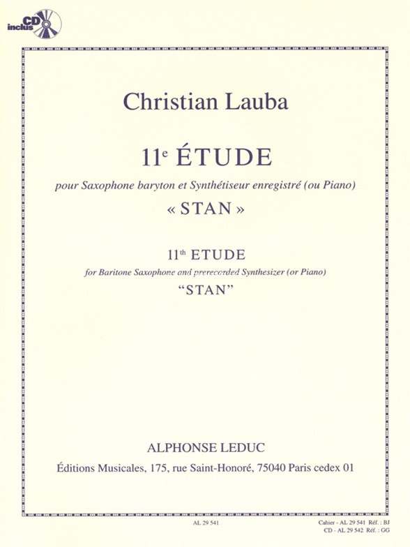 Étude No. 11: "Stan", Baritone Saxophone, Piano and Electronics. 9790046295416