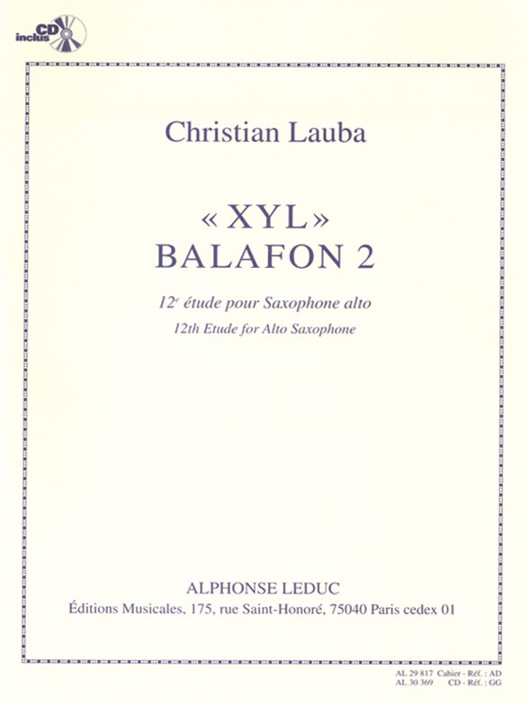 XYL Balafon 2, 12th Study for Alto Saxophone