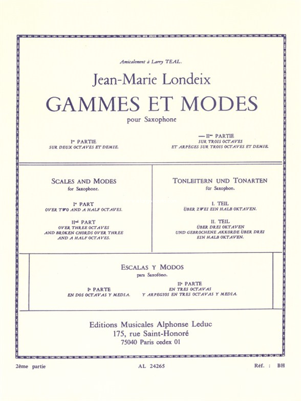 Gammes et Modes Vol. 2, Saxophone